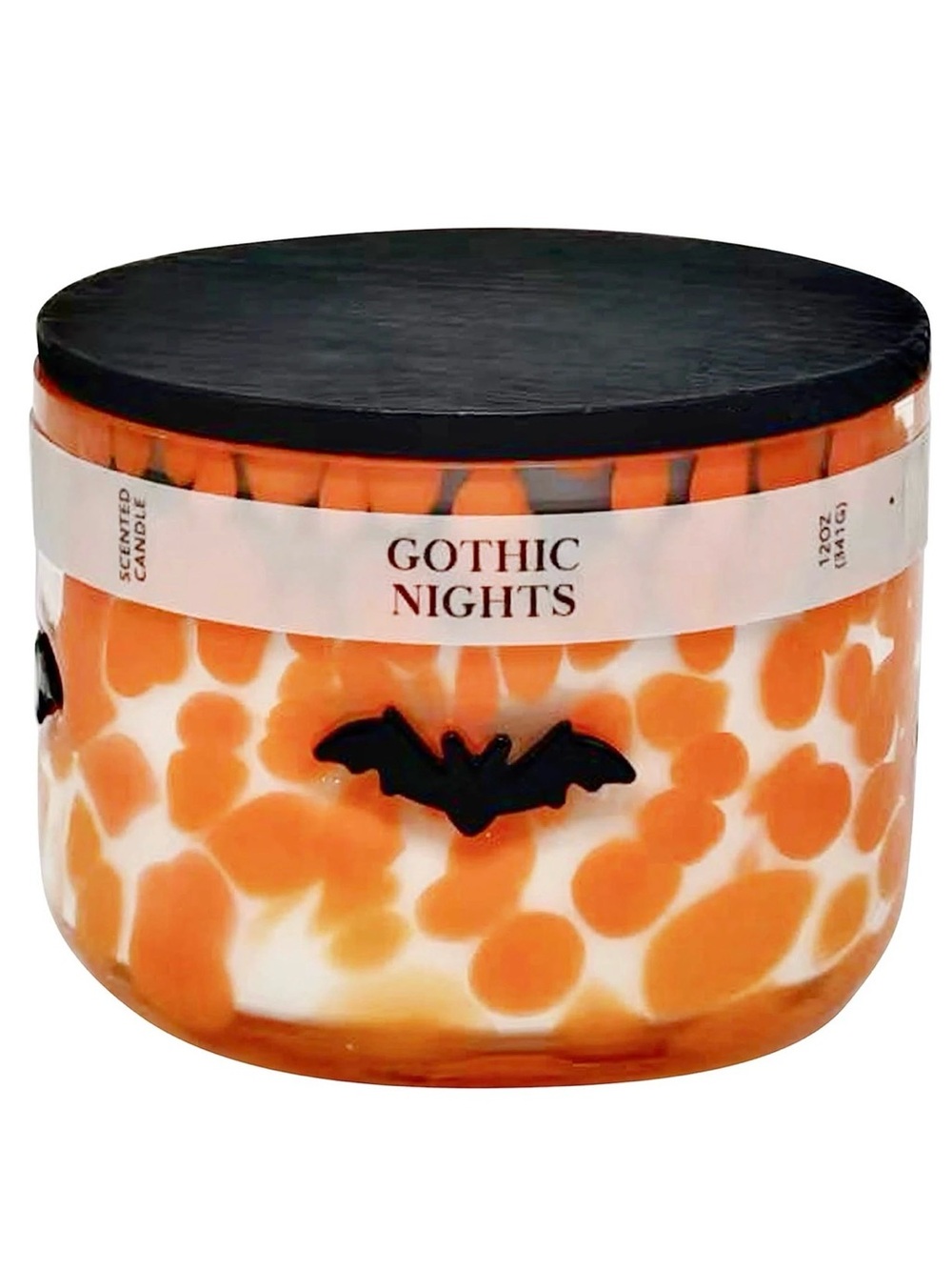 Gothic Nights Halloween Bat Jar Candle - Orange & White